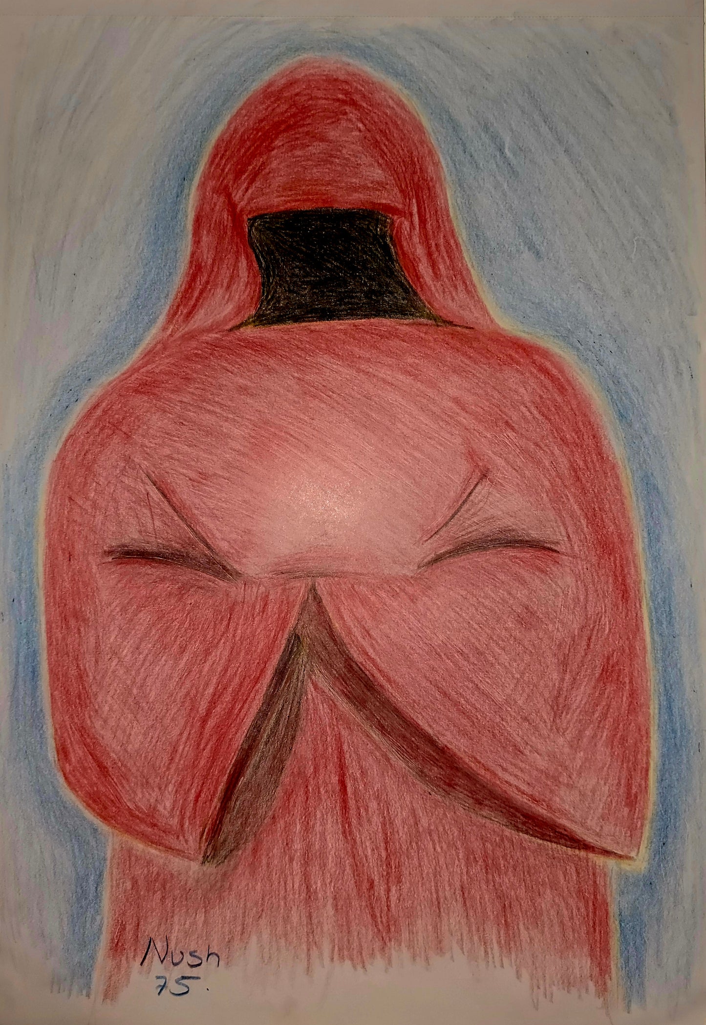 Creepy red guy with background